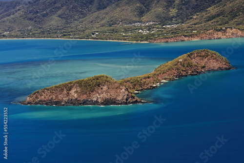 Double Island airview with Palm Cove Beach and Jetty on background. Queensland-Australia-340 photo
