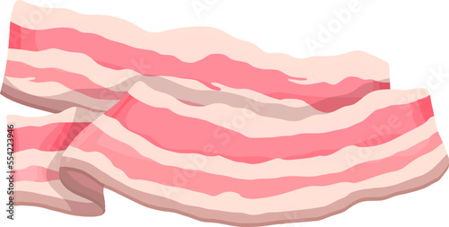 bacon meat cartoon. pork food, fat slice, meal smoked breakfast bacon meat vector illustration