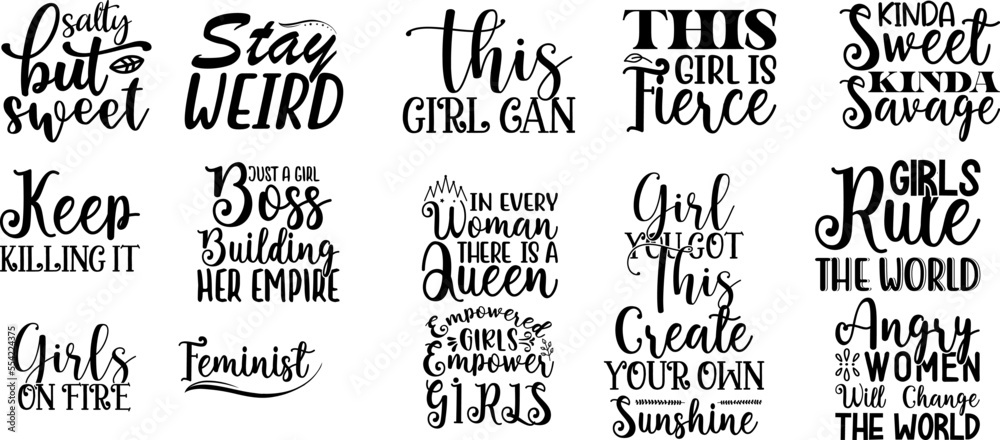 Fototapeta premium Girl power Quotes SVG Bundle 2