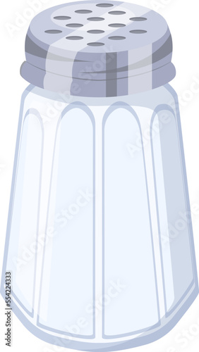 traditional salt shaker cartoon. glass container, sodium food, spice bottle traditional salt shaker vector illustration