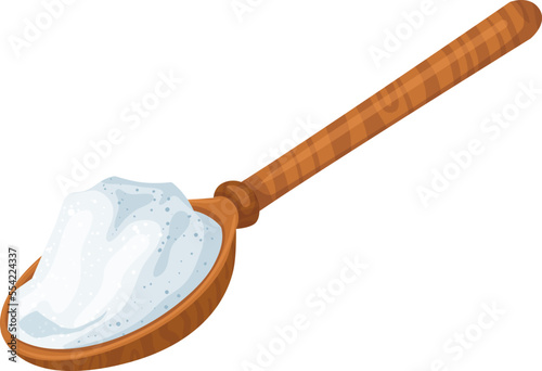 salt in wooden spoon cartoon. sea sodium salt, powder spa crystal salt in wooden spoon vector illustration