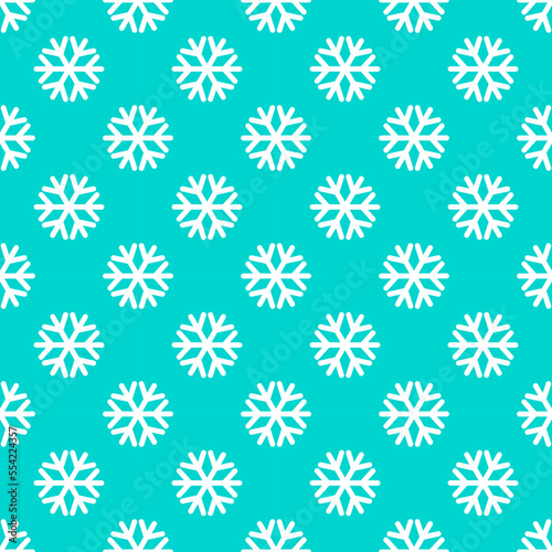 White snowflakes on blue background winter seamless pattern