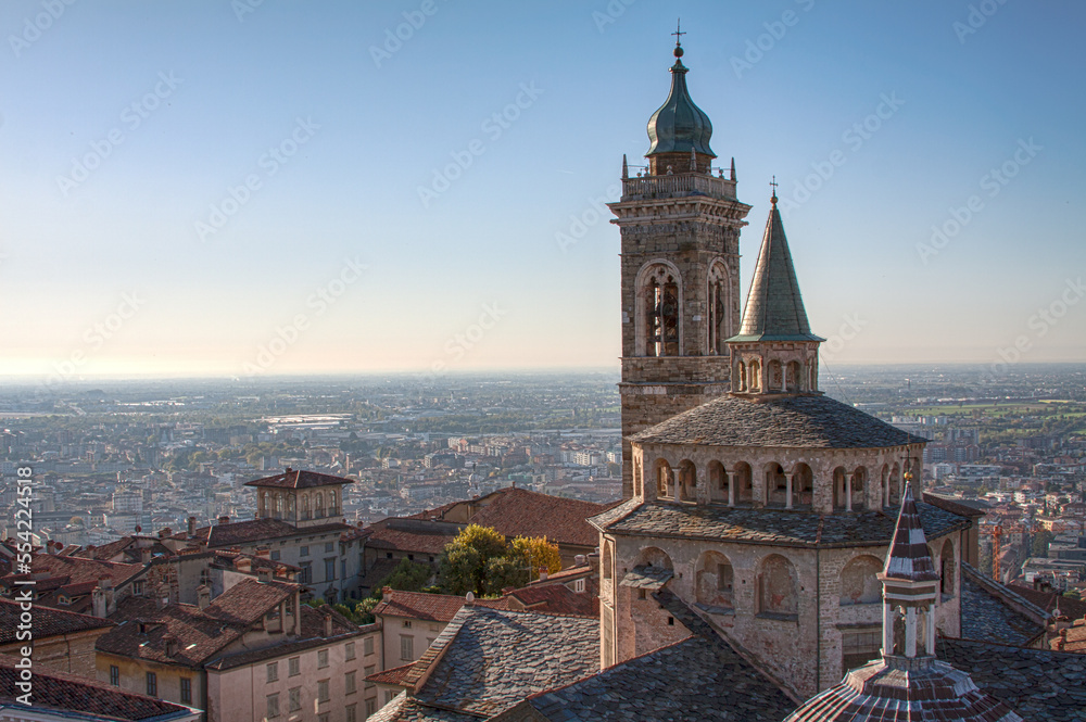 Scenic view of the Basilica of Santa Maria Maggiore in Bergamo, Lombardy, Italy