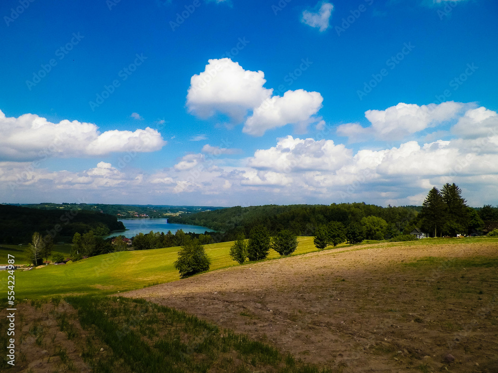Beautiful view of Ostrzyckie Lake in Wiezyca Region, Poland