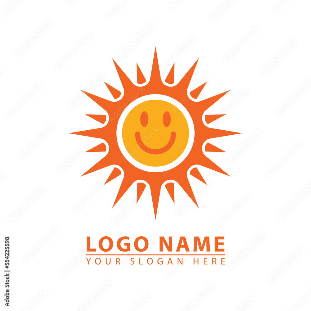 Naklejka premium vector cute sun summer logo icon.
