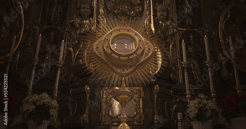 Jesus Christ in the monstrance present in the Sacrament of the Eucharist - 3D illustration