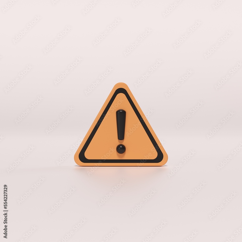 Realistic yellow triangle warning sign on white background, 3 D illustration
Realistic yellow triangle warning sign on white background, 3 D illustration