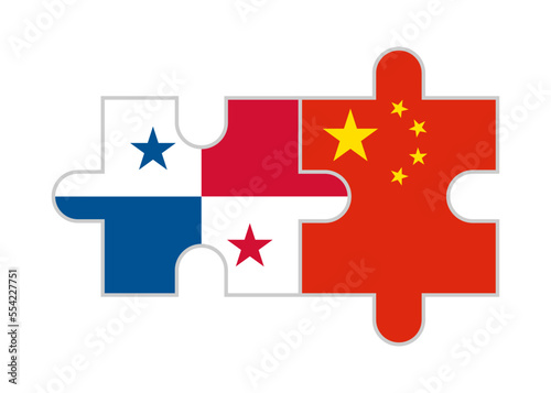 puzzle pieces of panama and china flags. vector illustration isolated on white background