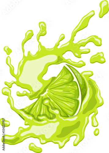 lime juice cartoon. green fruit, citrus fresh, slice food, healthy vitamin, sour cut, juicy drink lime juice vector illustration