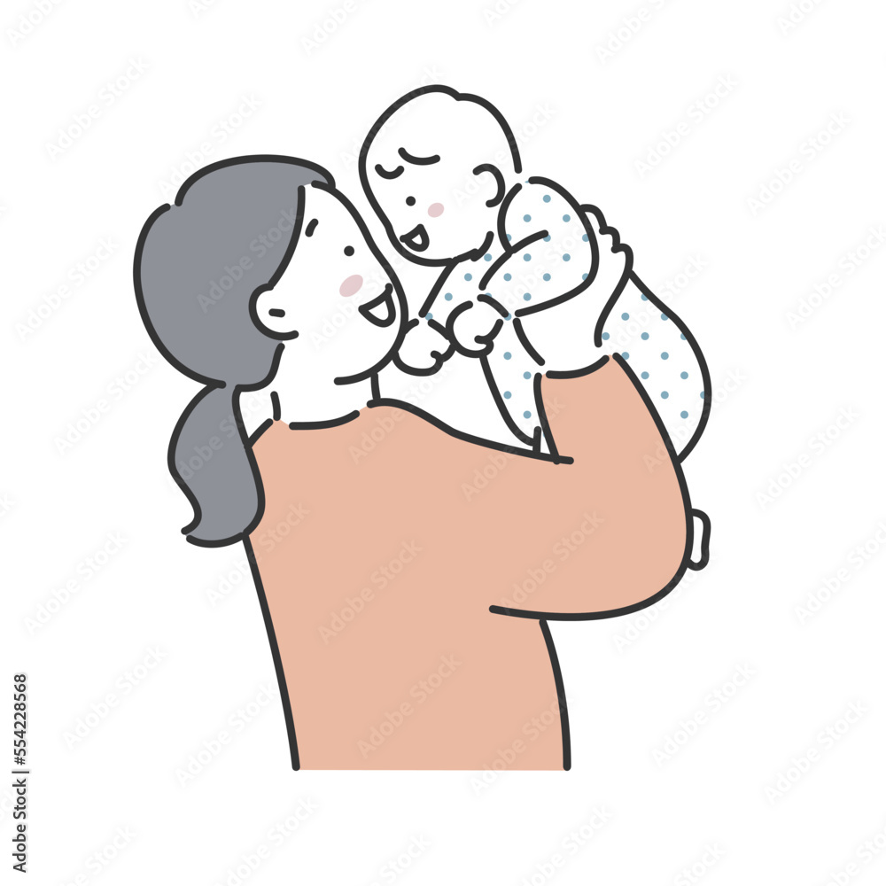 赤ちゃんを抱っこするお母さんのイラスト素材 赤ちゃんを抱っこするお母さんのイラスト素材