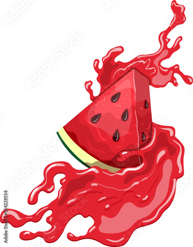 watermelon juice cartoon. fruit summer, melon drink, slice smoothie, fresh sweet, red water, food cocktail watermelon juice vector illustration
