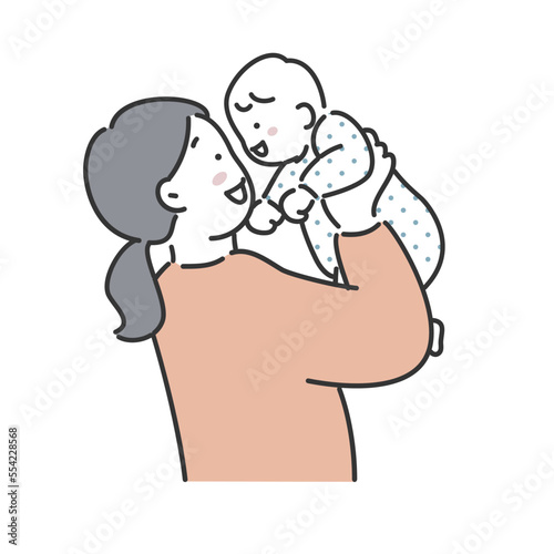赤ちゃんを抱っこするお母さんのイラスト素材