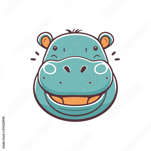 hippo character logo mascot wild animal hippopotamus in vector cartoon