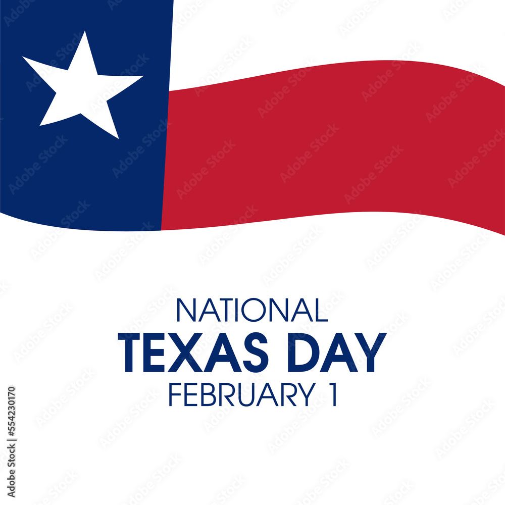 National Texas Day vector. Waving flag of Texas icon isolated on a white background. Abstract Texas State Flag design element. February 1 each year. Important day