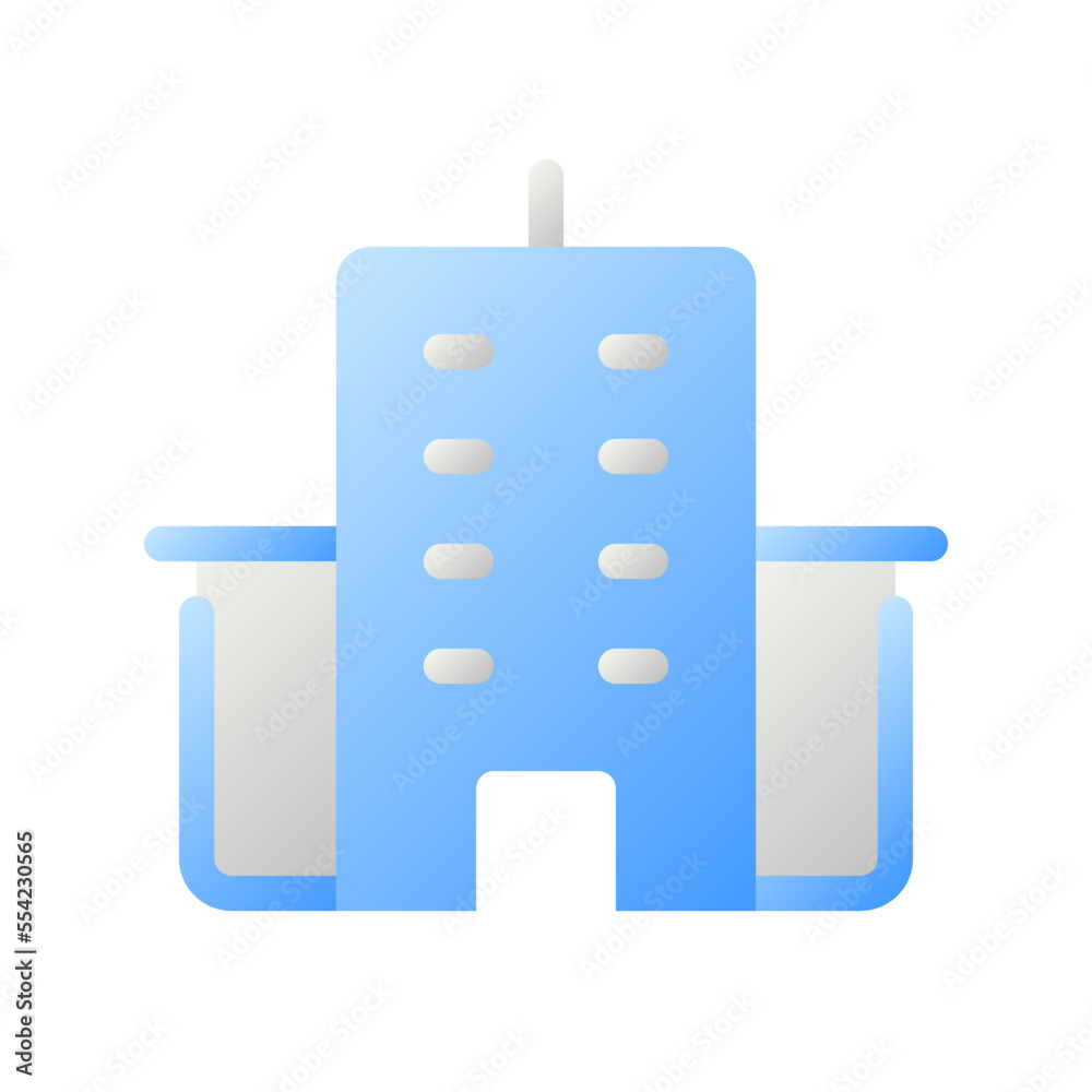 Office building location flat gradient two-color ui icon. Workspace. Corporate headquarters. Simple filled pictogram. GUI, UX design for mobile application. Vector isolated RGB illustration
