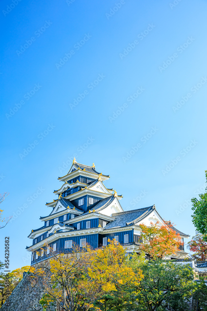 Naklejka premium 秋の岡山城 岡山県岡山市 Okayama Castle in autumn. Okayama prefecture, Okayama City.