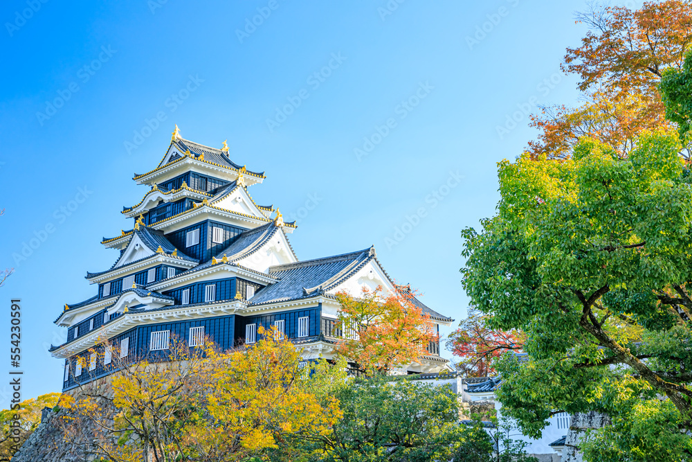 秋の岡山城 岡山県岡山市 Okayama Castle in autumn. Okayama prefecture, Okayama City. 秋の岡山城 岡山県岡山市 Okayama Castle in autumn. Okayama prefecture, Okayama City.