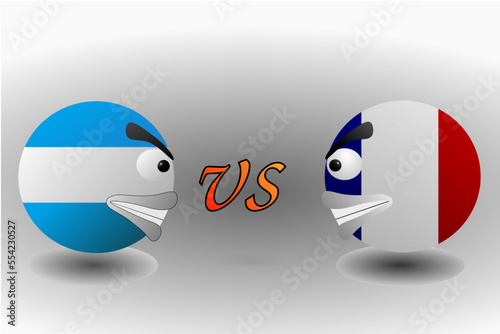graphic vector illustration, design of ball animation themed argentina vs francis flag