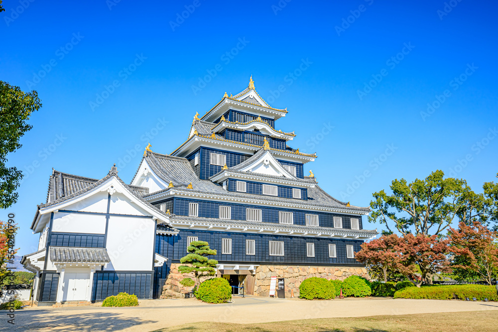 秋の岡山城 岡山県岡山市 Okayama Castle in autumn. Okayama prefecture, Okayama City. 秋の岡山城 岡山県岡山市 Okayama Castle in autumn. Okayama prefecture, Okayama City.