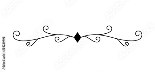 Decorative divider, border, line. Vector outline element for text decor