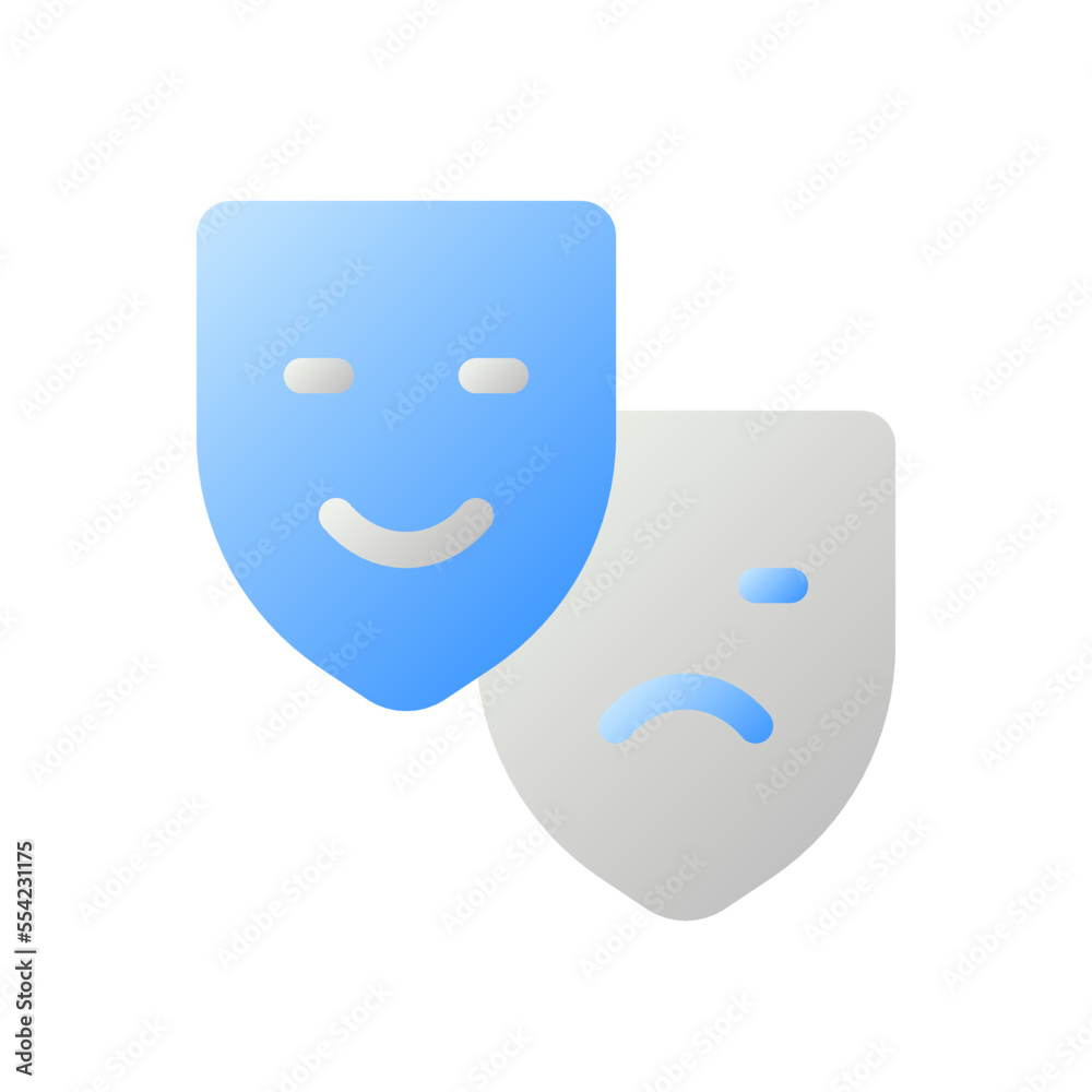 Drama and comedy theater flat gradient two-color ui icon. Perform arts. Live performance in theatre. Simple filled pictogram. GUI, UX design for mobile application. Vector isolated RGB illustration Drama and comedy theater flat gradient two-color ui icon. Perform arts. Live performance in theatre. Simple filled pictogram. GUI, UX design for mobile application. Vector isolated RGB illustration