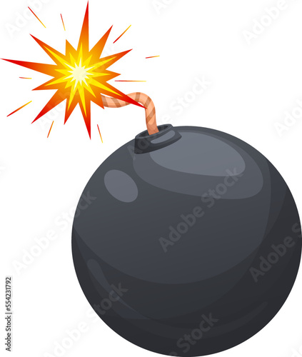 bomb dynamite cartoon. fuse black, fire boom, explosive wick burning, blast tnt, spark, explosion bomb dynamite vector illustration