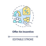 Offer incentive concept icon. Loyalty program. Motivating customers abstract idea thin line illustration. Reward, discount. Isolated outline drawing. Editable stroke. Arial, Myriad Pro-Bold fonts used