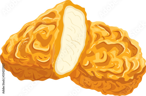 nugget fried chicken cartoon. food meal, fast fried, crispy meat, restaurant dinner, snack leg, tasty nugget fried chicken vector illustration