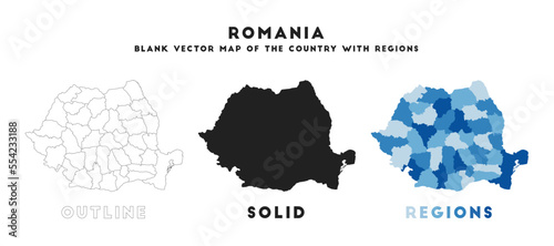 Romania map. Borders of Romania for your infographic. Vector country shape. Vector illustration.