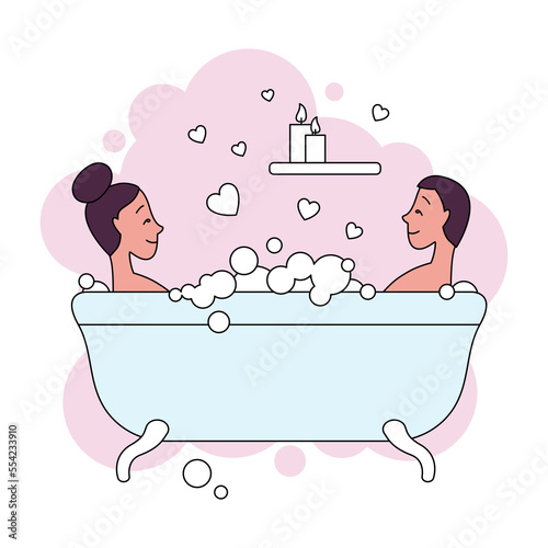 National Bubble Bath Day. Man and woman in bubble bath.
Valentine's Day