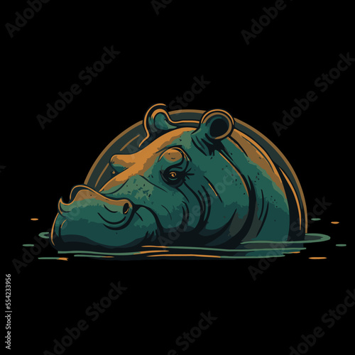 hippo character logo mascot wild animal hippopotamus in vector cartoon