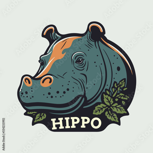 hippo character logo mascot wild animal hippopotamus in vector cartoon