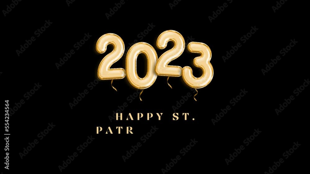 Happy St. Patrick's Day 2023 4k wish video with gold letters ad black background