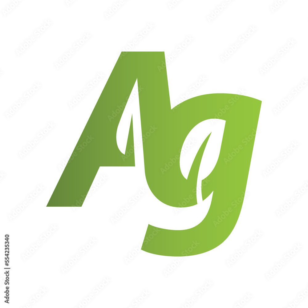 Letter G and A with Leaf Logo Letter G and A with Leaf Logo