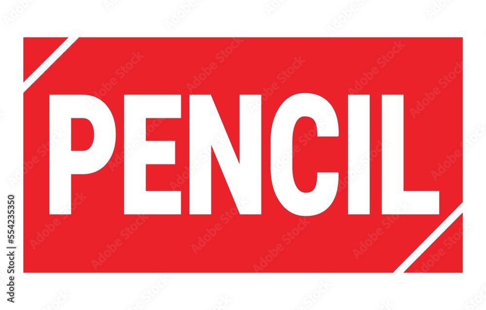 PENCIL text written on red stamp sign. PENCIL text written on red stamp sign.
