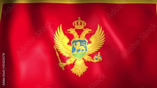 Animation of the Montenegrin flag. 4K. Montenegro flag flying, 3D flag render animation	
