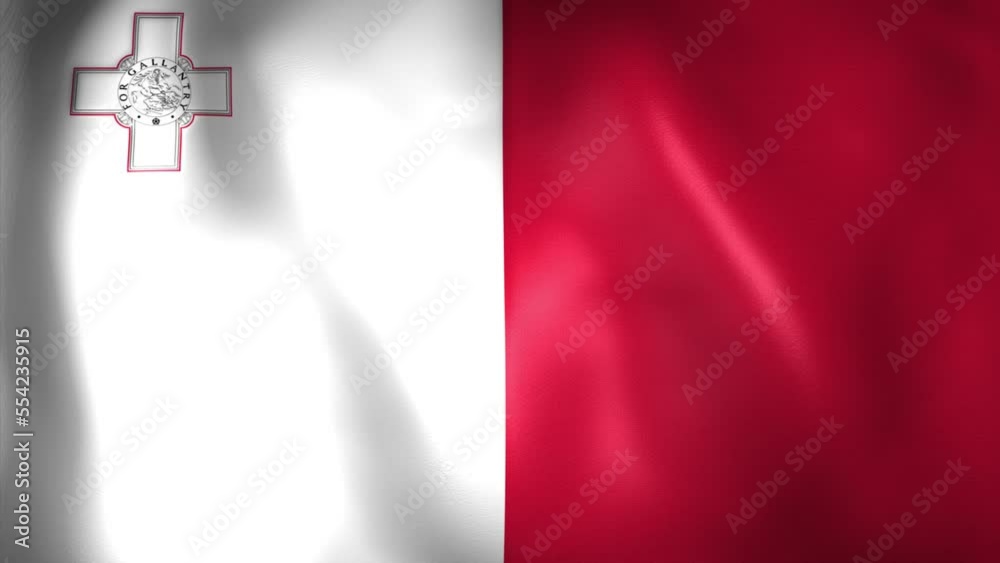 Animation of Maltese flag. 4K. Malta flag flying, Republic of Malta flag render animation	