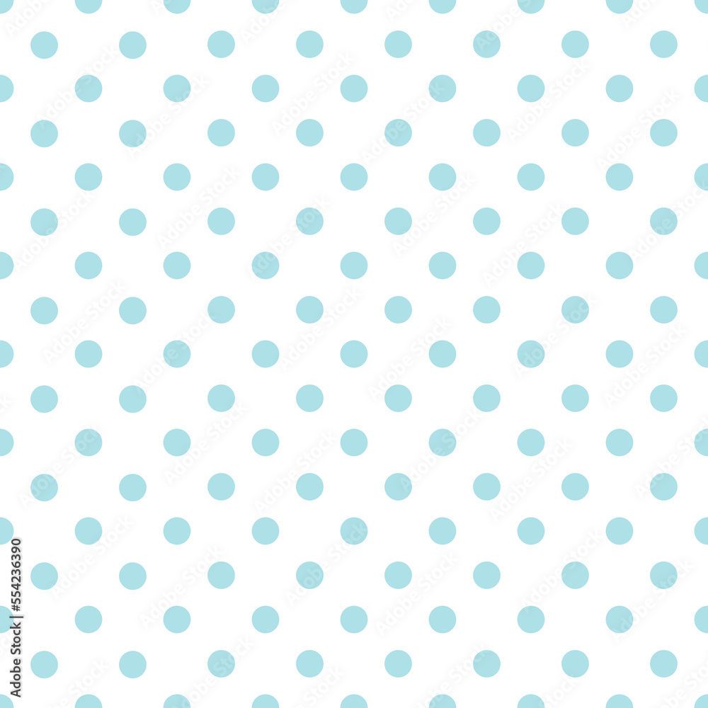 Vector seamless pattern with blue polka dots on white background	