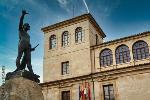 Viriato statue and Diputacion provincial building, Zamora, Spain photo