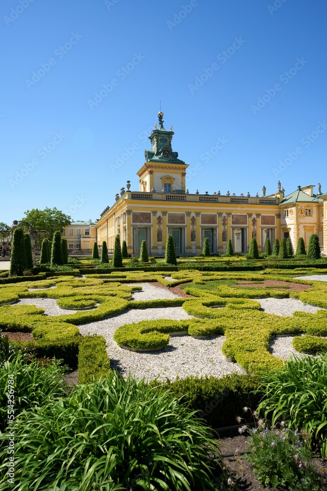 Old palace at garden in Wilanow in Warsaw city of Poland - vertical