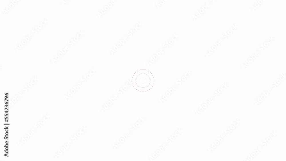 Animated increasing red dots circles from the center. Symbol of splash. Looped video. Vector illustration isolated on white background. Animated increasing red dots circles from the center. Symbol of splash. Looped video. Vector illustration isolated on white background.