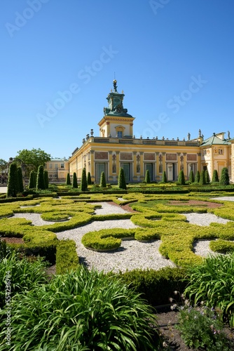 Old palace at garden in Wilanow in Warsaw city of Poland - vertical