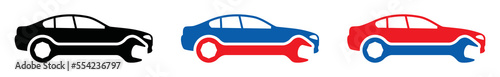 Car service icon vector. Car with wrench icon. Repair or fix car with wrench tool logo design, sign symbol illustration	
