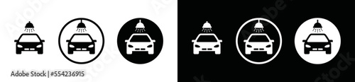 Car wash icon vector. Carwash icon sign symbol. Cleaning car with water shower icon button for apps or websites, symbol illustration
