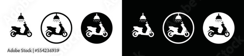 Motorcycle wash icon vector. Motorcycle wash icon sign symbol. Cleaning motorcycle with water shower icon button for apps or websites, symbol illustration