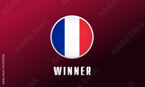 Free Download France is the winner, flag round emblem. Football background with French national flag logo. Sport vector Illustration for tournament design or competition calendar - GFXLoad