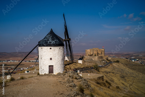 Old historic windmills on the hills of Consuegra. Molinos de Viento de Consuegra