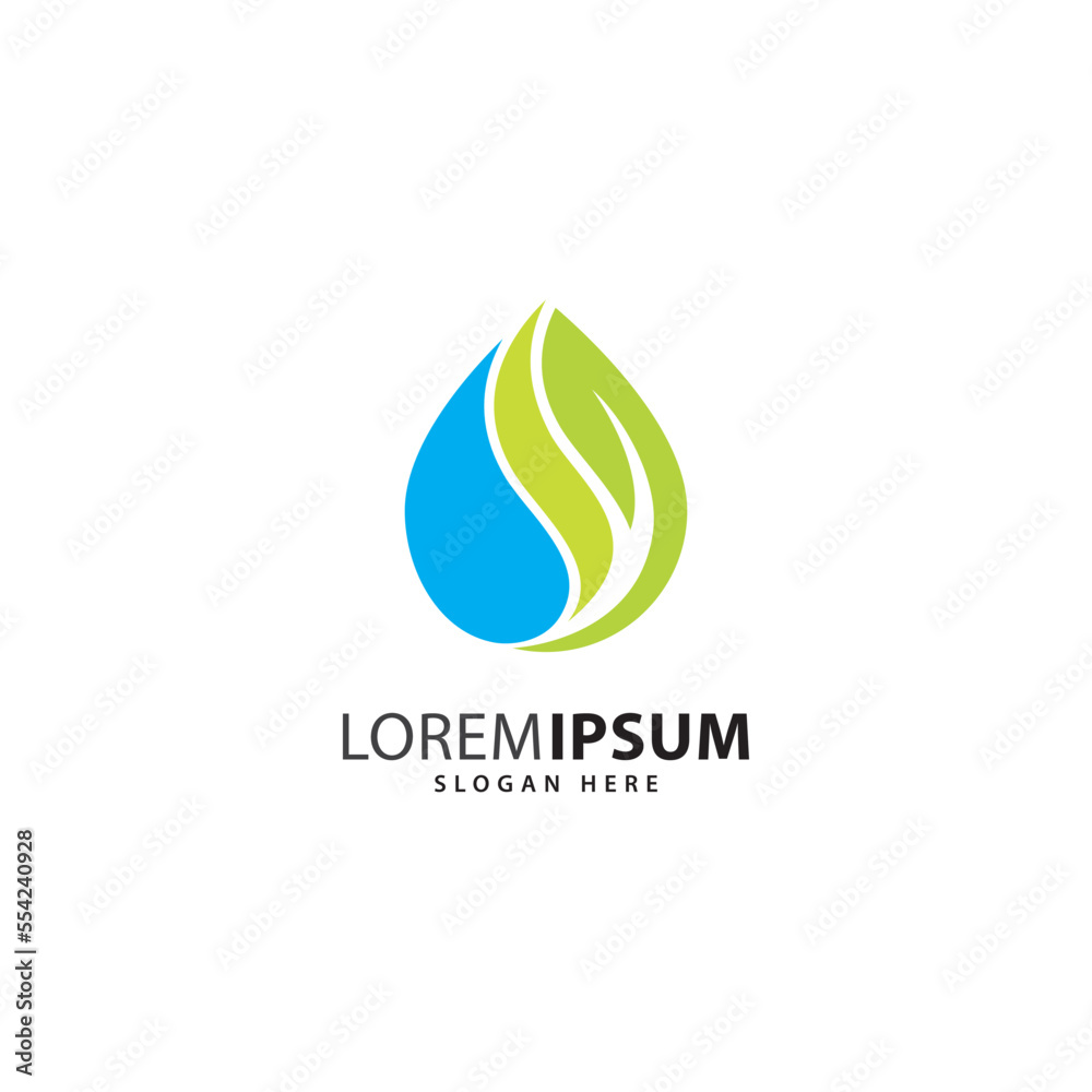 Obraz premium water drop with leaf concept logo icon vector template
