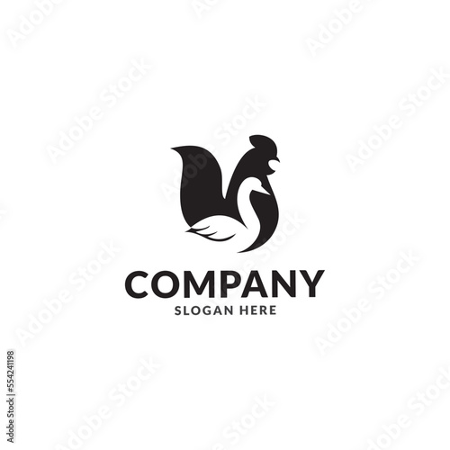Vector logo. Chicken farm. Products from chicken meat and eggs. Farm.