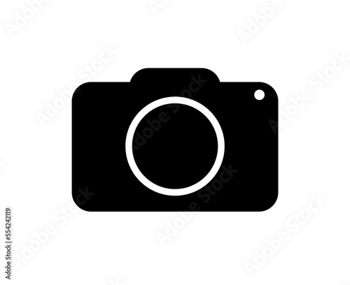 Professional camera icon. Vector with photographic equipment on isolated white background